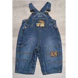 Vintage Baby Headquarters Boys Overalls Construction Zone Sz 12 Months